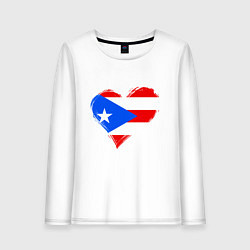 Лонгслив хлопковый женский Сердце - Пуэрто-Рико, цвет: белый
