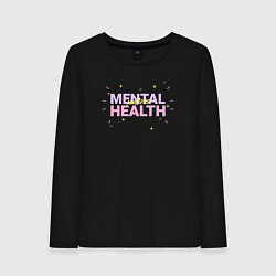 Лонгслив хлопковый женский Mental health, цвет: черный