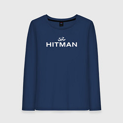 Лонгслив хлопковый женский Hitman - лого, цвет: тёмно-синий