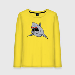 Лонгслив хлопковый женский Злая белая акула, цвет: желтый