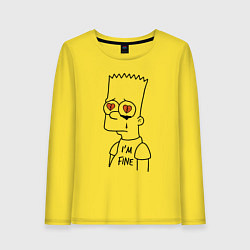 Лонгслив хлопковый женский Im fine - Bart Simpson, цвет: желтый