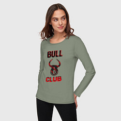 Лонгслив хлопковый женский Bull Bitcoin Club, цвет: авокадо — фото 2
