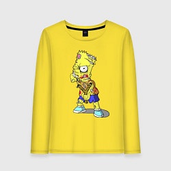 Лонгслив хлопковый женский Барт Симпсон -зомби целится из рогатки, цвет: желтый