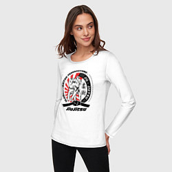 Лонгслив хлопковый женский Джиу-джитсу Jiujitsu emblem, цвет: белый — фото 2