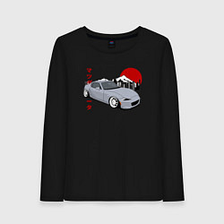 Лонгслив хлопковый женский Mazda MX-5 ND Miata ND Front View JDM Retro, цвет: черный