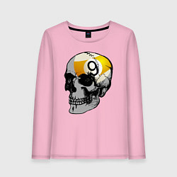 Лонгслив хлопковый женский Бильярдный череп, цвет: светло-розовый