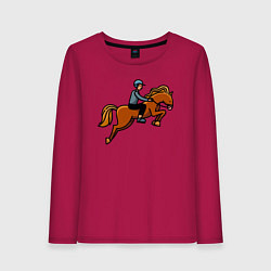Лонгслив хлопковый женский Наездник на лошади, цвет: маджента