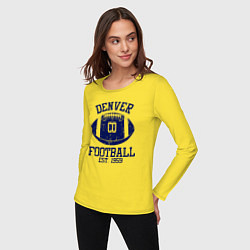Лонгслив хлопковый женский Денвер американский футбол, цвет: желтый — фото 2