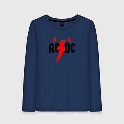 Лонгслив хлопковый женский AC DC - рога, цвет: тёмно-синий
