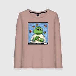 Лонгслив хлопковый женский Pepe brainshtorm, цвет: пыльно-розовый