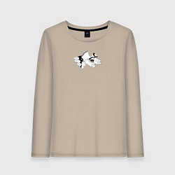 Лонгслив хлопковый женский За тобой следят, цвет: миндальный