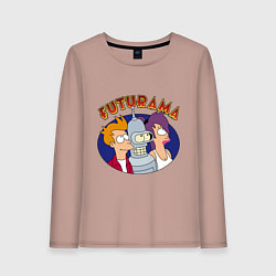 Лонгслив хлопковый женский Fry Bender Leela, цвет: пыльно-розовый