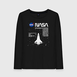 Лонгслив хлопковый женский Nasa ракета, цвет: черный