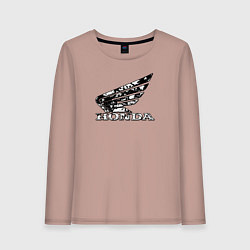 Лонгслив хлопковый женский Хонда логотип, цвет: пыльно-розовый