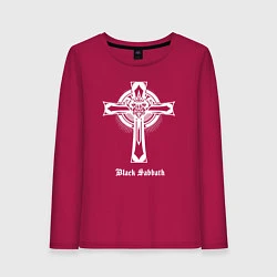 Лонгслив хлопковый женский Black sabbath крест, цвет: маджента