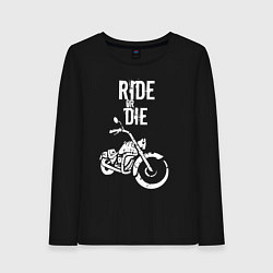 Лонгслив хлопковый женский Ride or Die винтаж, цвет: черный