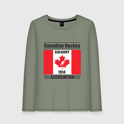 Лонгслив хлопковый женский Федерация хоккея Канады, цвет: авокадо