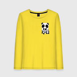 Лонгслив хлопковый женский Панда с малышами в кармане, цвет: желтый