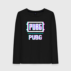 Лонгслив хлопковый женский PUBG в стиле glitch и баги графики, цвет: черный