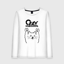 Лонгслив хлопковый женский Ozzy Osbourne - rock cat, цвет: белый