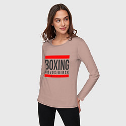 Лонгслив хлопковый женский Novosibirsk boxing team, цвет: пыльно-розовый — фото 2