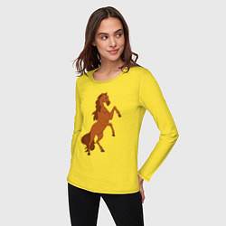 Лонгслив хлопковый женский Лошадка на задних ногах, цвет: желтый — фото 2