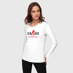 Лонгслив хлопковый женский Counter Strike логотип, цвет: белый — фото 2