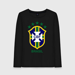 Лонгслив хлопковый женский Brasil CBF, цвет: черный