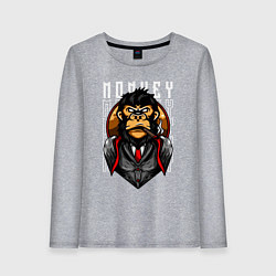 Лонгслив хлопковый женский Обезьяна в костюме, цвет: меланж