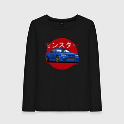 Лонгслив хлопковый женский Nissan Skyline R34 GT-R, цвет: черный