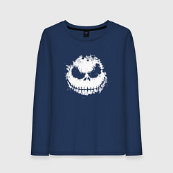 Лонгслив хлопковый женский Jack Skellington face, цвет: тёмно-синий