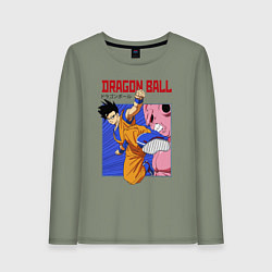 Лонгслив хлопковый женский Dragon Ball - Сон Гоку - Удар, цвет: авокадо