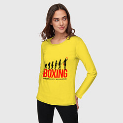 Лонгслив хлопковый женский Boxing evolution, цвет: желтый — фото 2