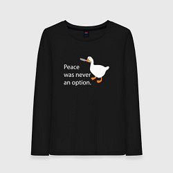 Лонгслив хлопковый женский Peace was never an option!, цвет: черный