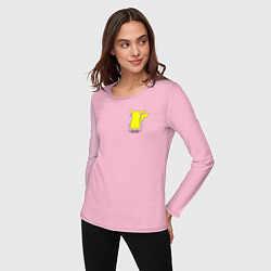 Лонгслив хлопковый женский Пикачу маленькое лого!, цвет: светло-розовый — фото 2