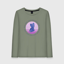 Лонгслив хлопковый женский Кролики 2023, цвет: авокадо
