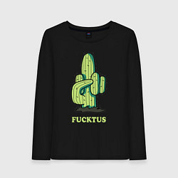 Лонгслив хлопковый женский Cactus Fucktus, цвет: черный