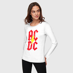Лонгслив хлопковый женский AC DC logo, цвет: белый — фото 2