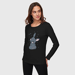 Лонгслив хлопковый женский Черный кролик Пикачу, цвет: черный — фото 2