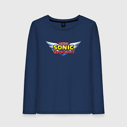Лонгслив хлопковый женский Team Sonic racing - logo, цвет: тёмно-синий