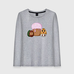 Женский лонгслив Пасхальный кулич и цыпленок