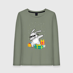 Лонгслив хлопковый женский Кролик ДЭБ и новый год, цвет: авокадо
