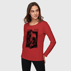 Лонгслив хлопковый женский Майкл Джексон в куртке, цвет: красный — фото 2