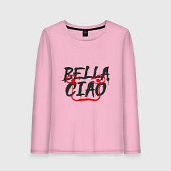 Лонгслив хлопковый женский Bella ciao, цвет: светло-розовый