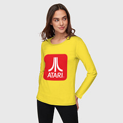 Лонгслив хлопковый женский Atari logo, цвет: желтый — фото 2