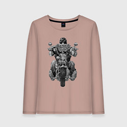Лонгслив хлопковый женский Ride biker, цвет: пыльно-розовый