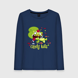 Лонгслив хлопковый женский Nutty - candy kills, цвет: тёмно-синий