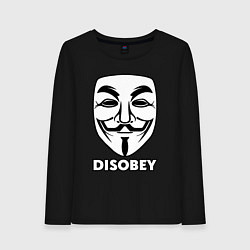 Лонгслив хлопковый женский Guy Fawkes - disobey, цвет: черный