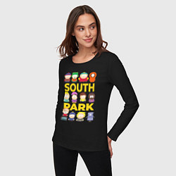 Лонгслив хлопковый женский Южный парк персонажи, цвет: черный — фото 2