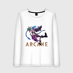 Лонгслив хлопковый женский Jinx with guns, цвет: белый